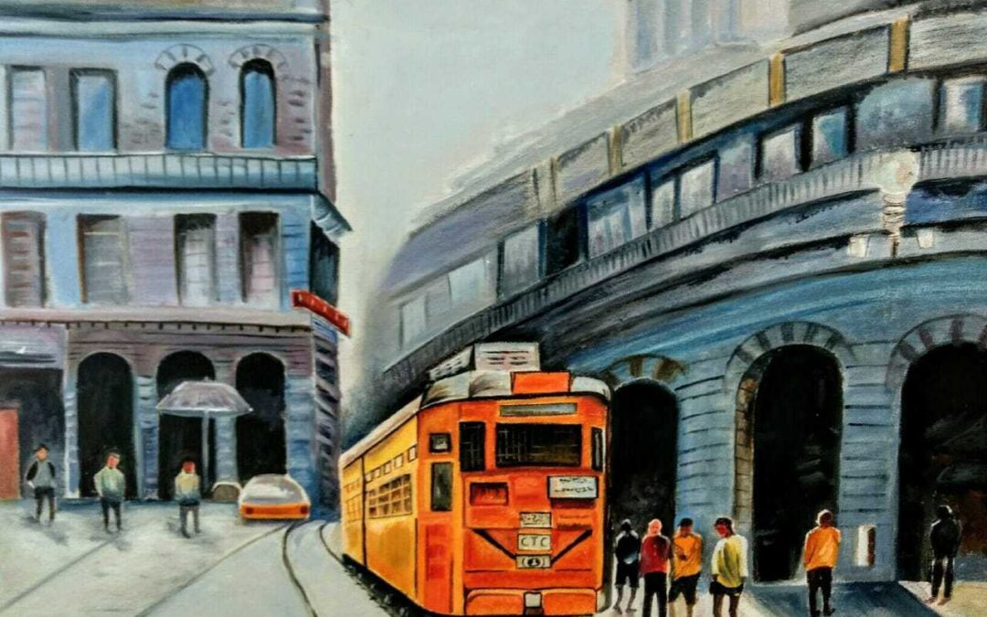 An integral part of Kolkata… Trams enhances beauty of City of Joy  Painting by Ms. Vaishali Gupta.